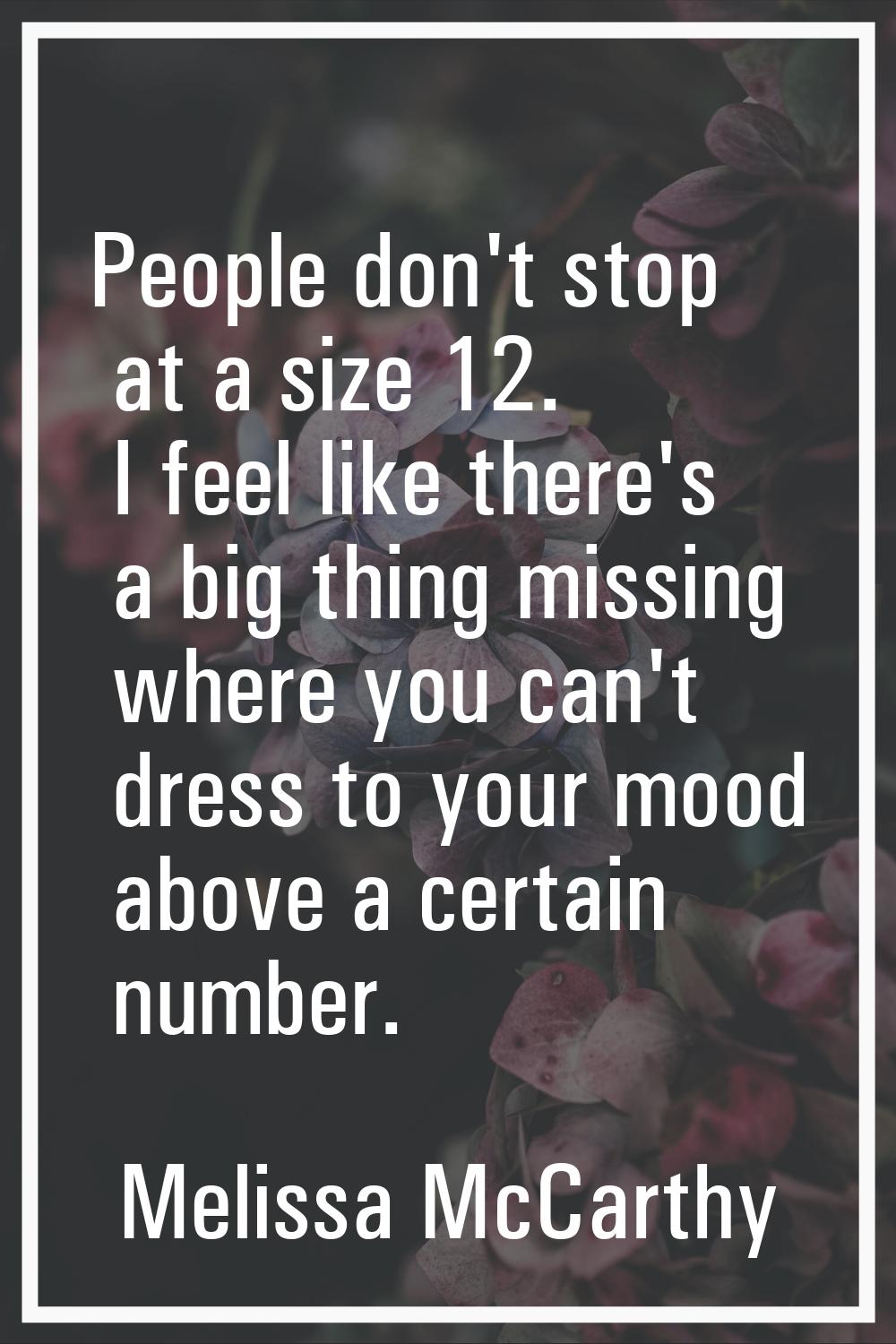People don't stop at a size 12. I feel like there's a big thing missing where you can't dress to yo