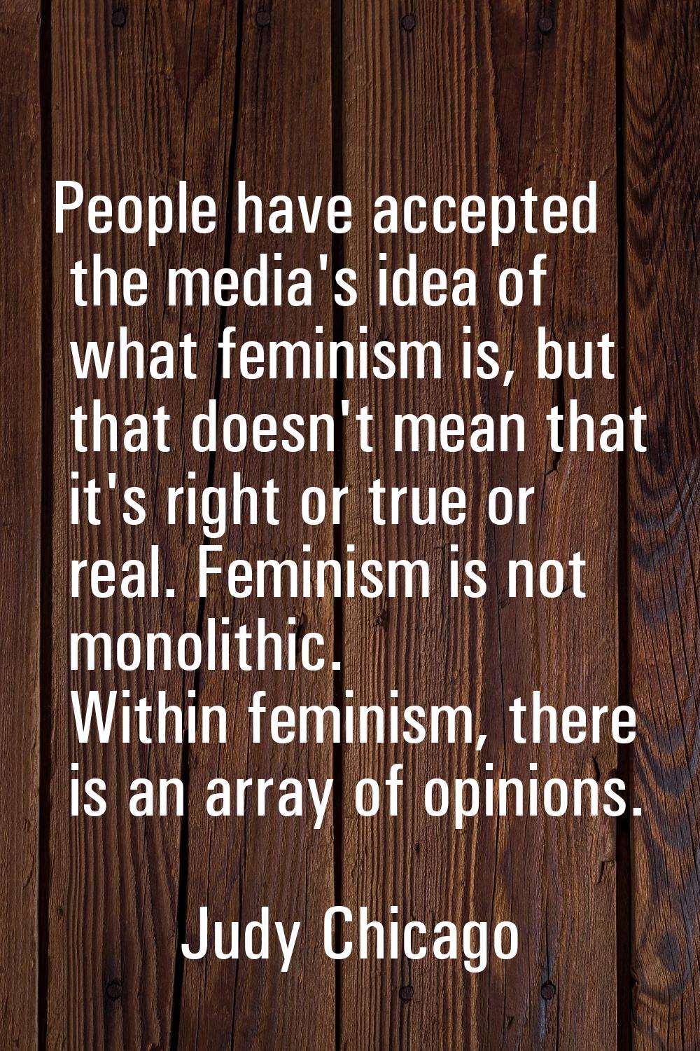People have accepted the media's idea of what feminism is, but that doesn't mean that it's right or