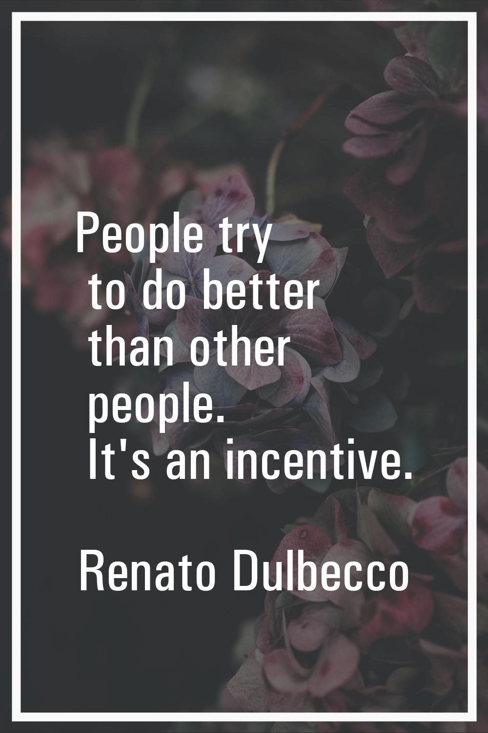 People try to do better than other people. It's an incentive.