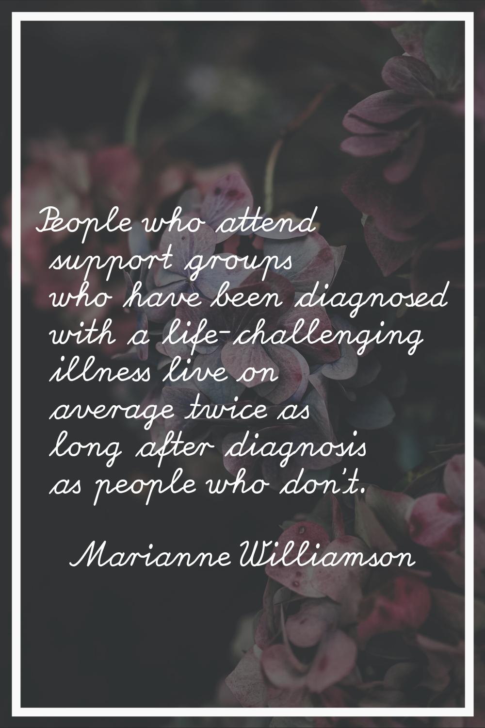 People who attend support groups who have been diagnosed with a life-challenging illness live on av