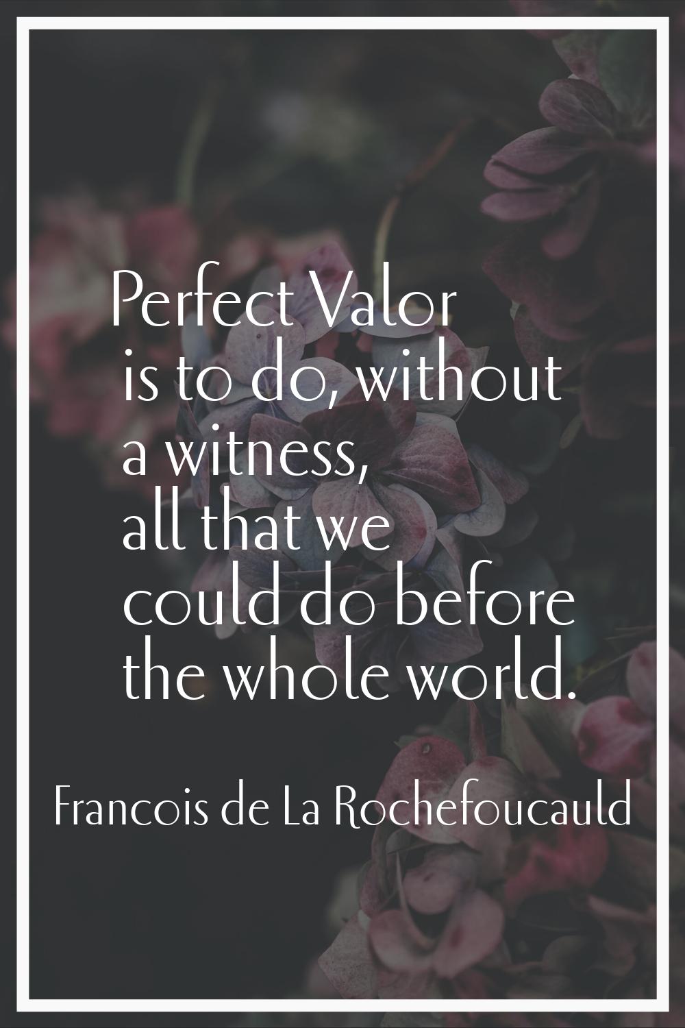 Perfect Valor is to do, without a witness, all that we could do before the whole world.