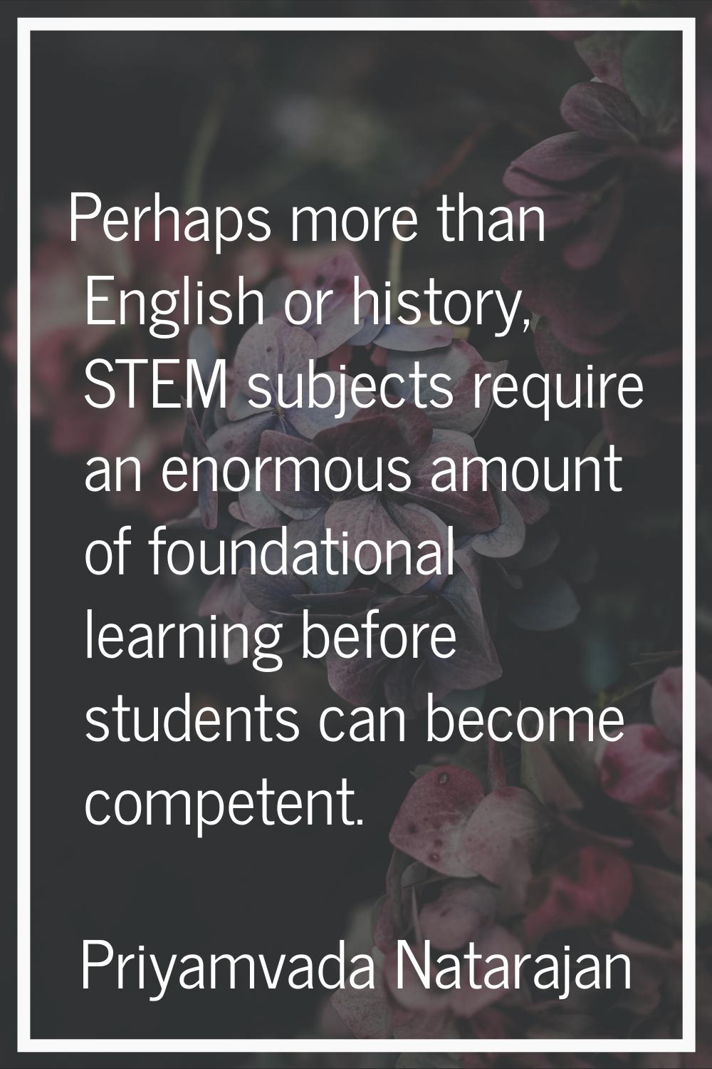Perhaps more than English or history, STEM subjects require an enormous amount of foundational lear