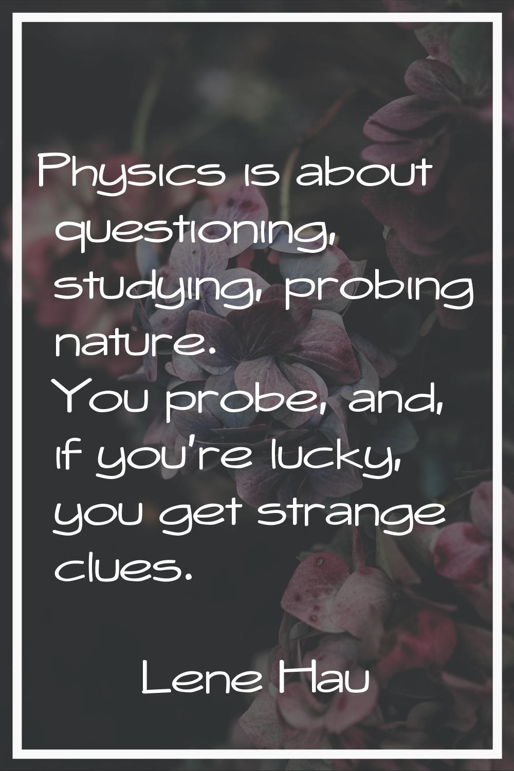 Physics is about questioning, studying, probing nature. You probe, and, if you're lucky, you get st