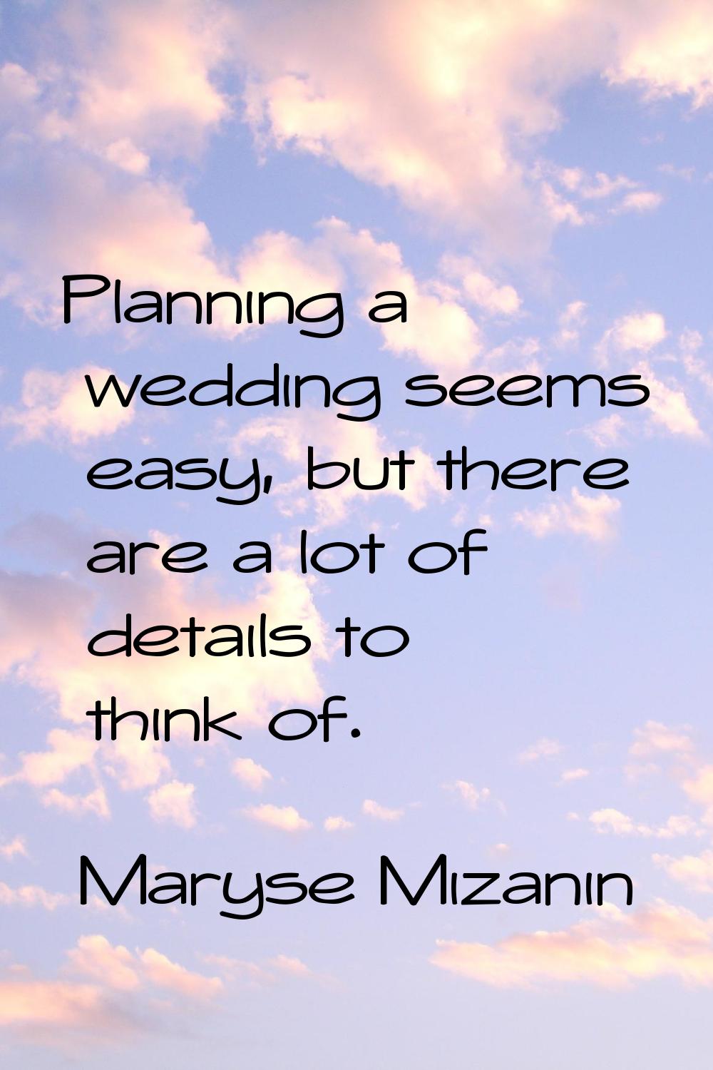 Planning a wedding seems easy, but there are a lot of details to think of.