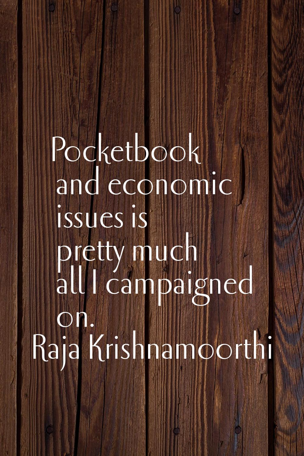 Pocketbook and economic issues is pretty much all I campaigned on.
