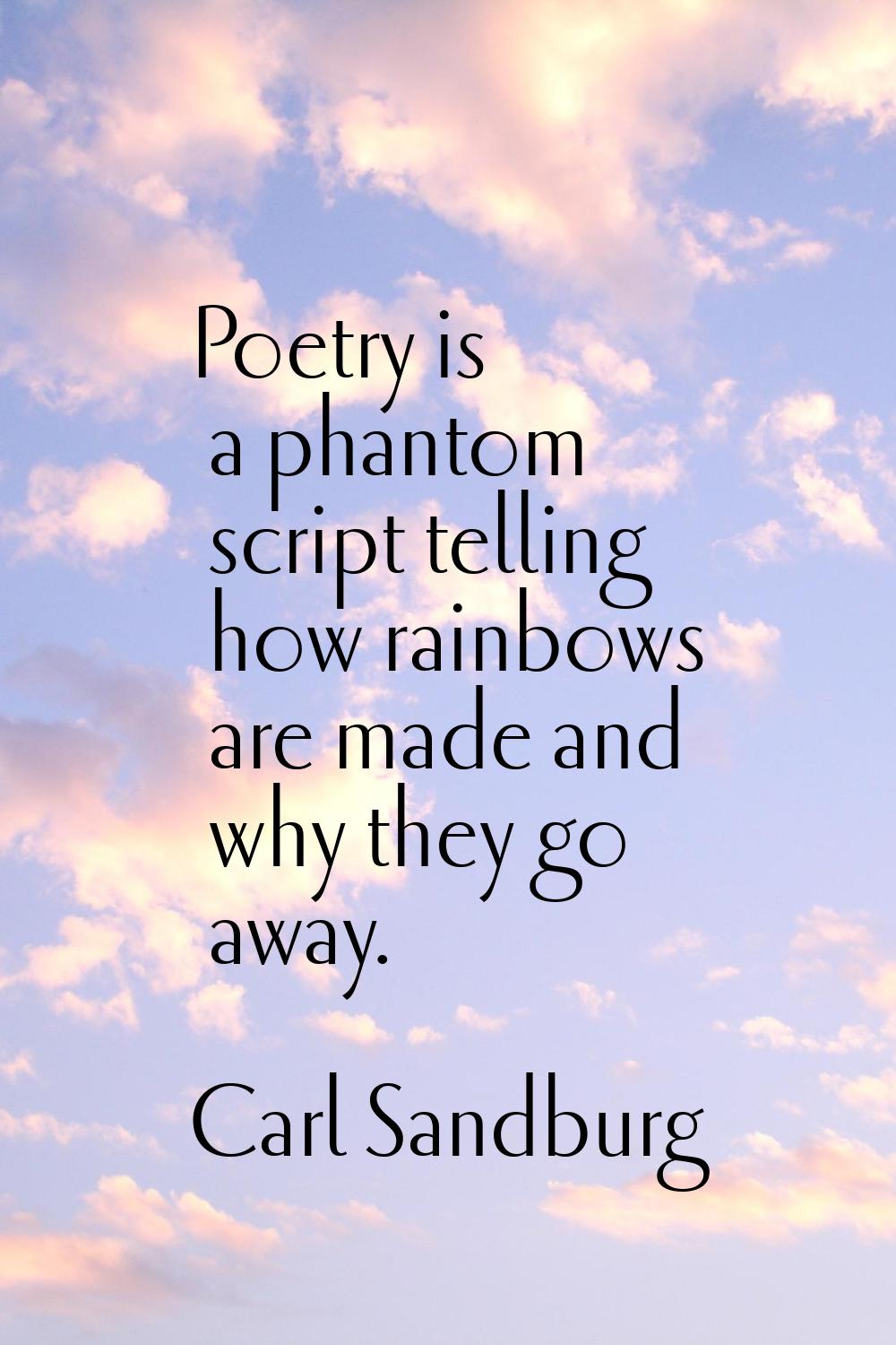 Poetry is a phantom script telling how rainbows are made and why they go away.