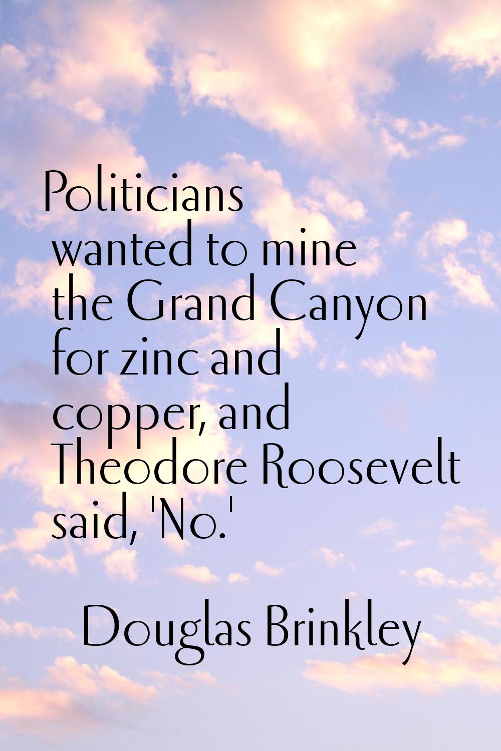 Politicians wanted to mine the Grand Canyon for zinc and copper, and Theodore Roosevelt said, 'No.'
