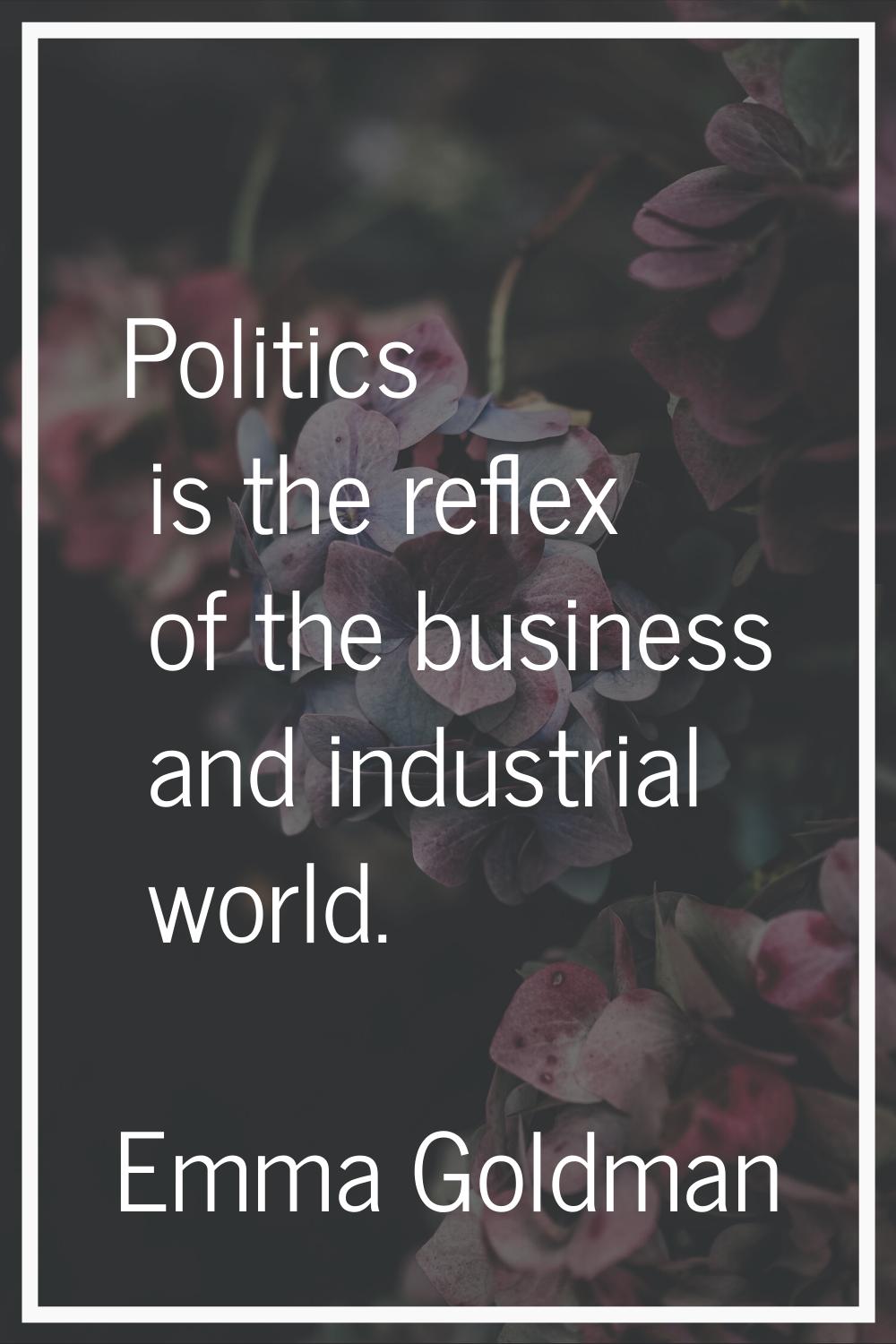 Politics is the reflex of the business and industrial world.