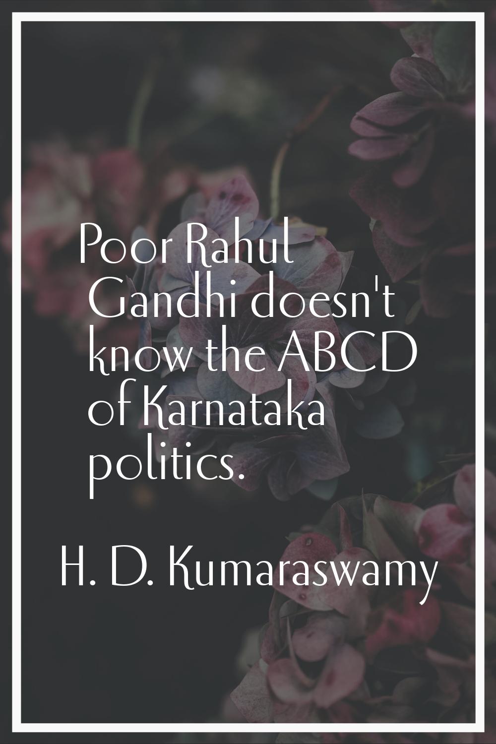 Poor Rahul Gandhi doesn't know the ABCD of Karnataka politics.