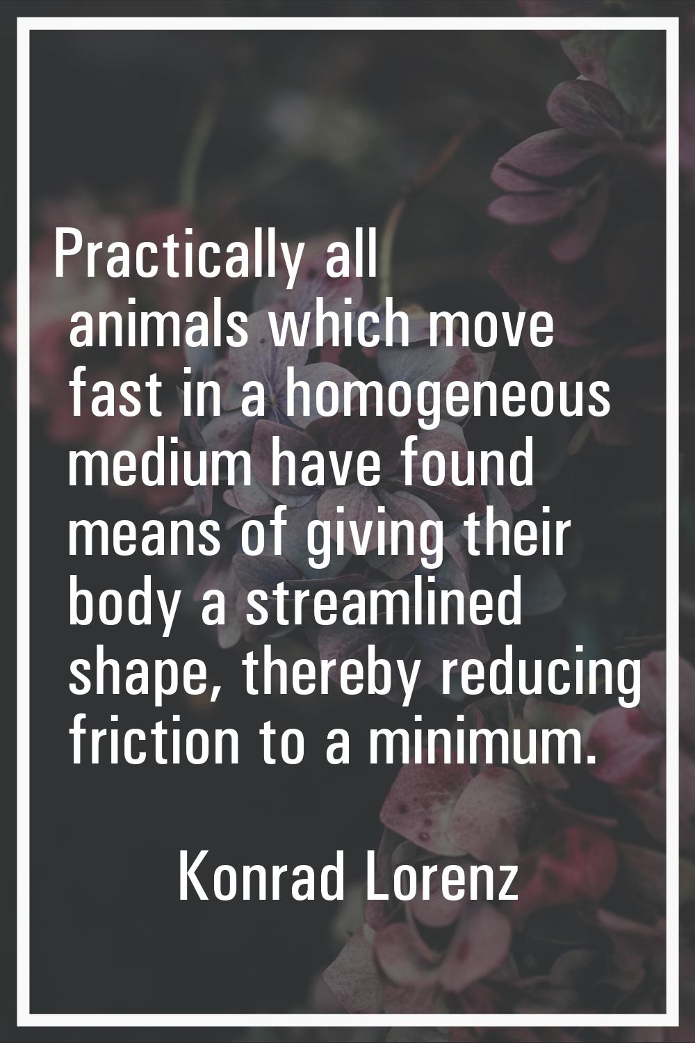 Practically all animals which move fast in a homogeneous medium have found means of giving their bo