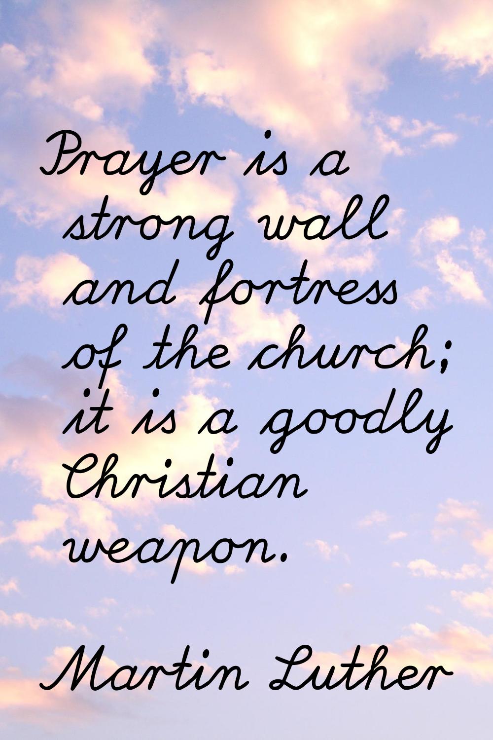 Prayer is a strong wall and fortress of the church; it is a goodly Christian weapon.