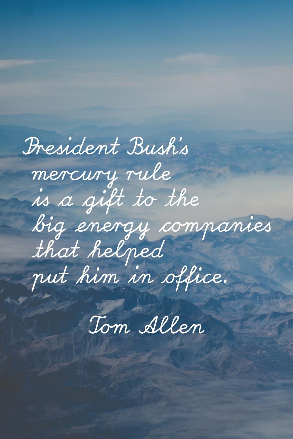 President Bush's mercury rule is a gift to the big energy companies that helped put him in office.