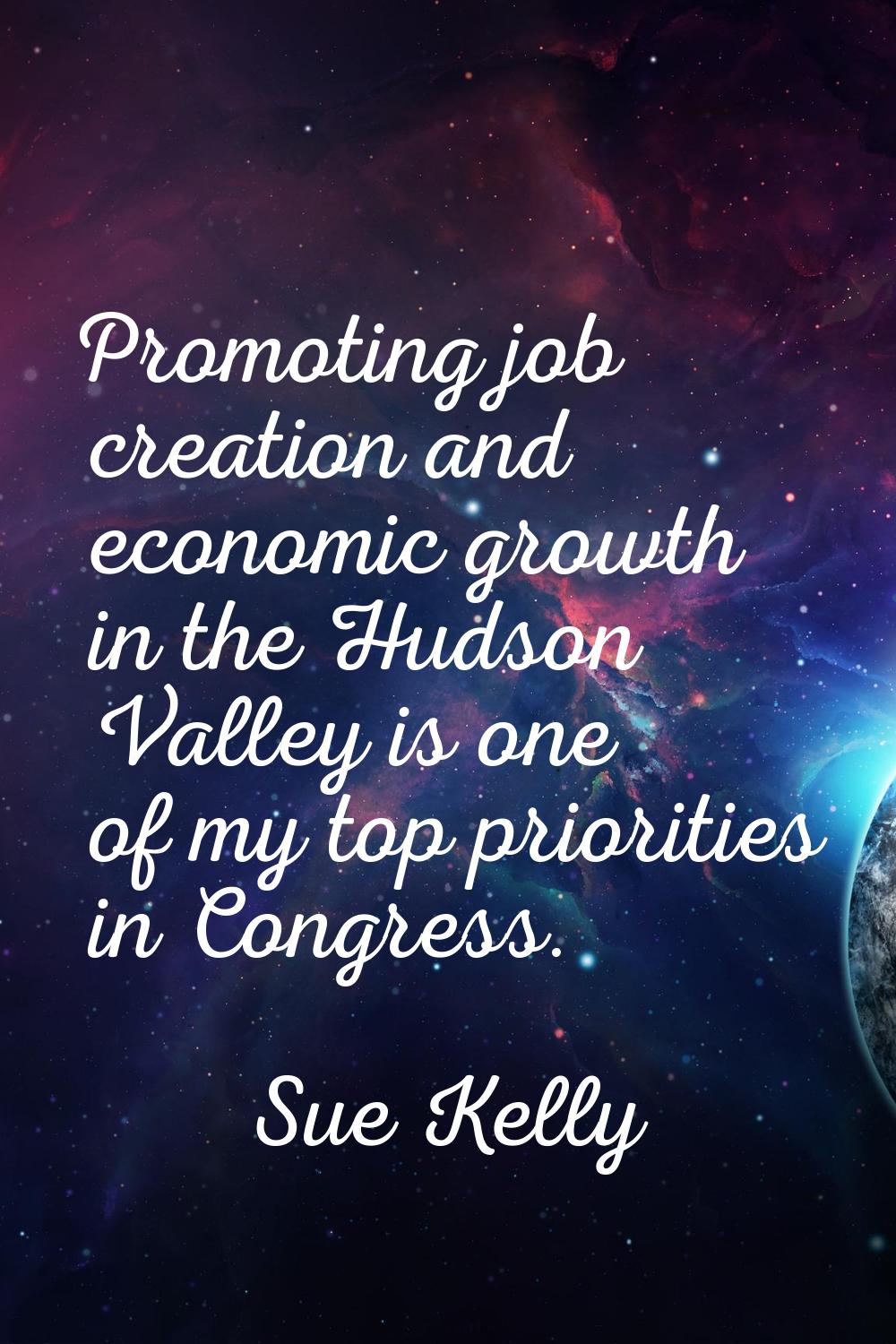 Promoting job creation and economic growth in the Hudson Valley is one of my top priorities in Cong