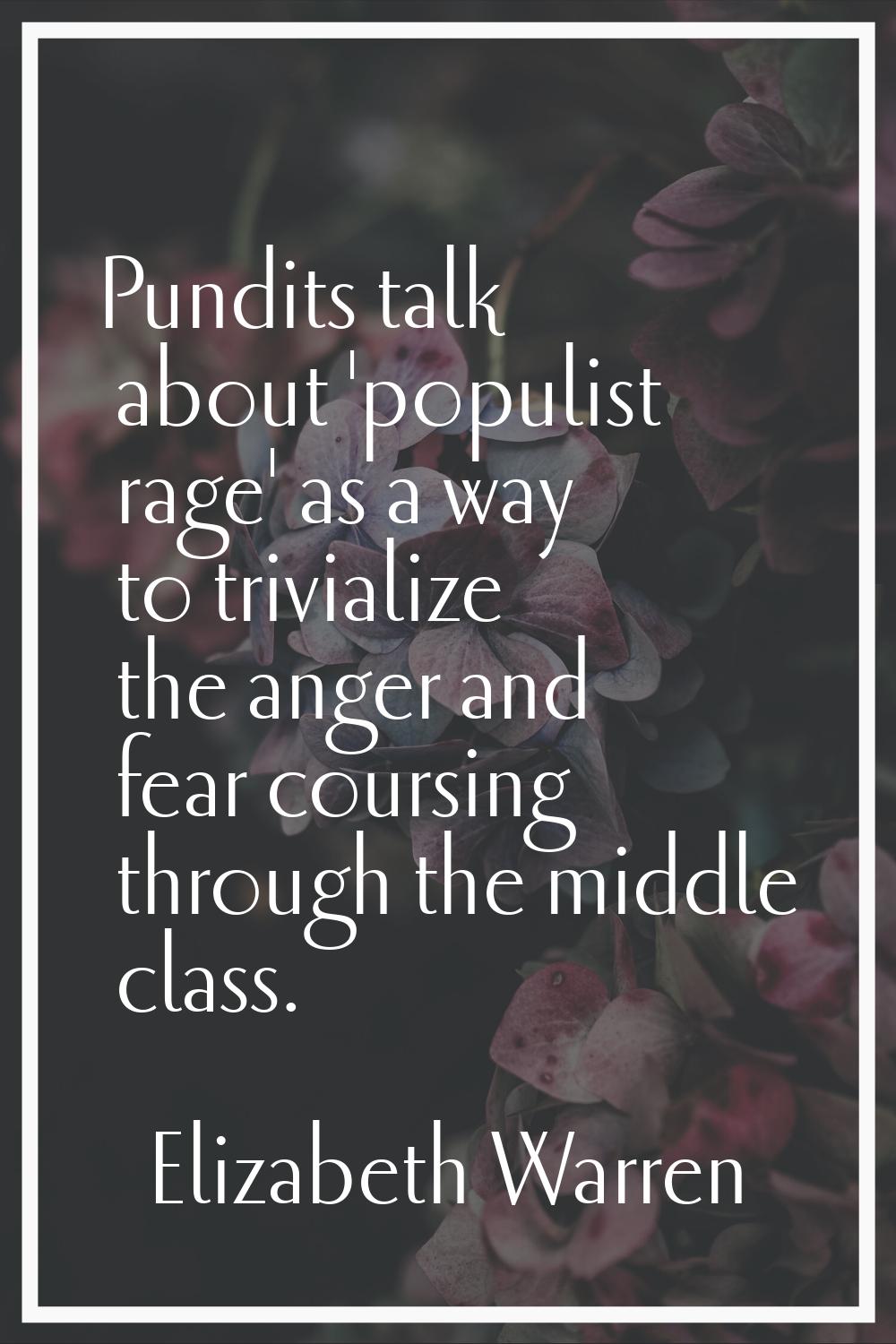 Pundits talk about 'populist rage' as a way to trivialize the anger and fear coursing through the m
