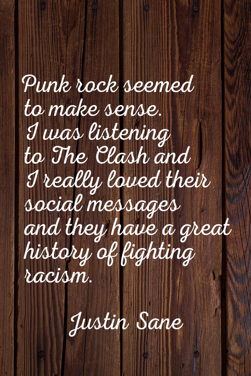 Punk rock seemed to make sense. I was listening to The Clash and I really loved their social messag