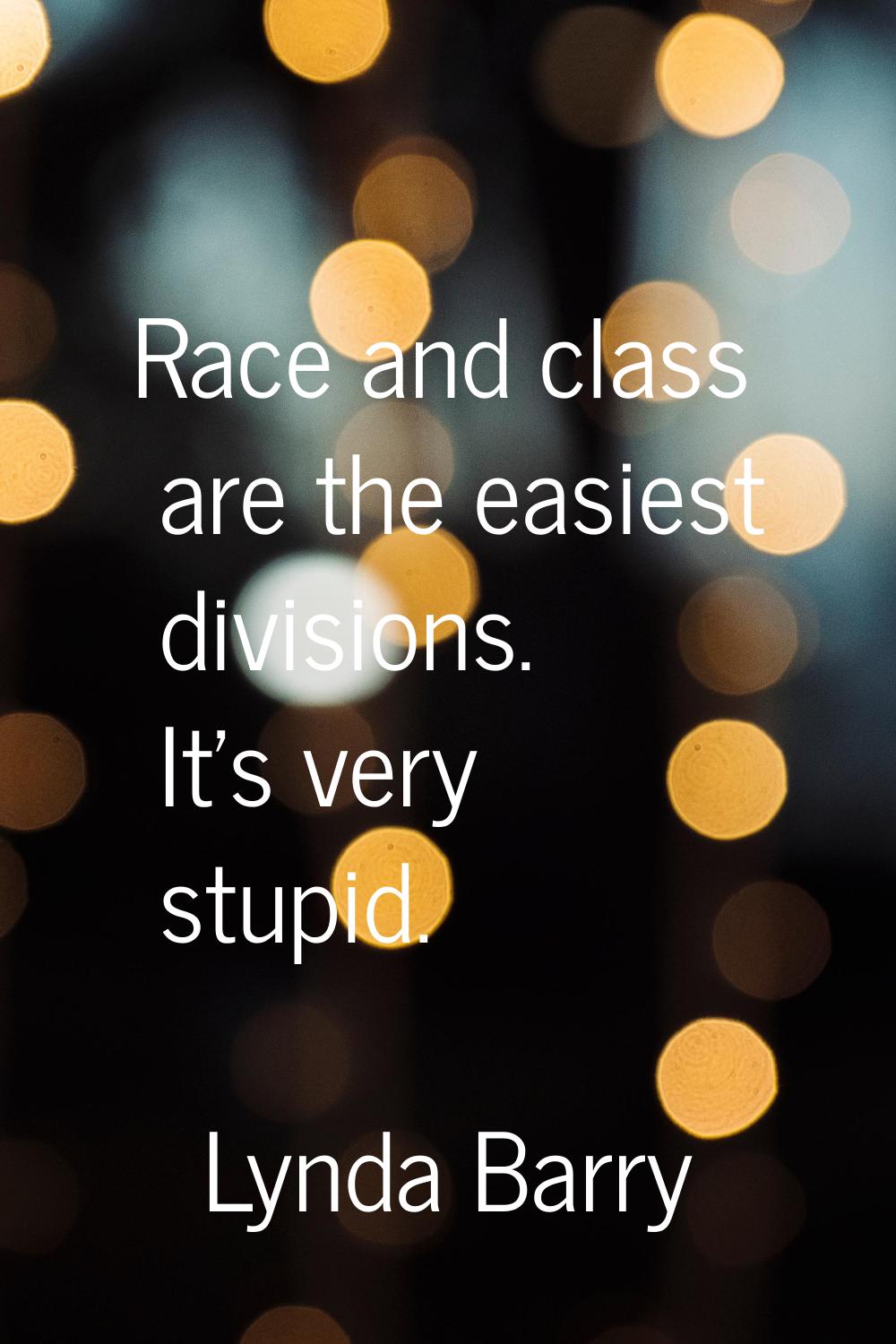 Race and class are the easiest divisions. It's very stupid.