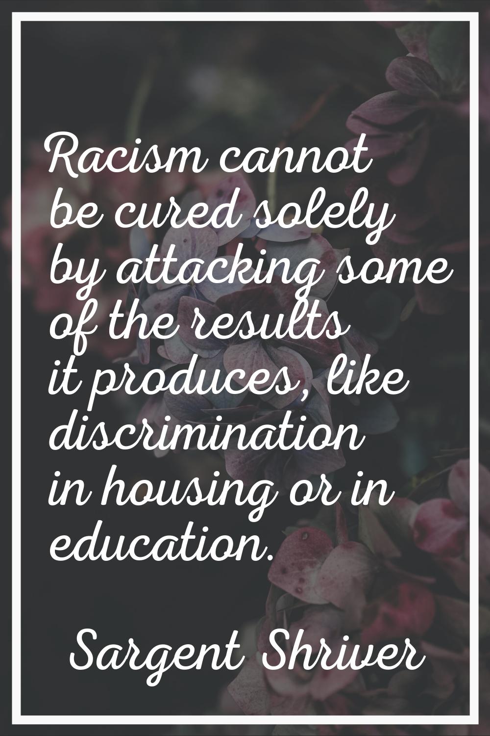 Racism cannot be cured solely by attacking some of the results it produces, like discrimination in 