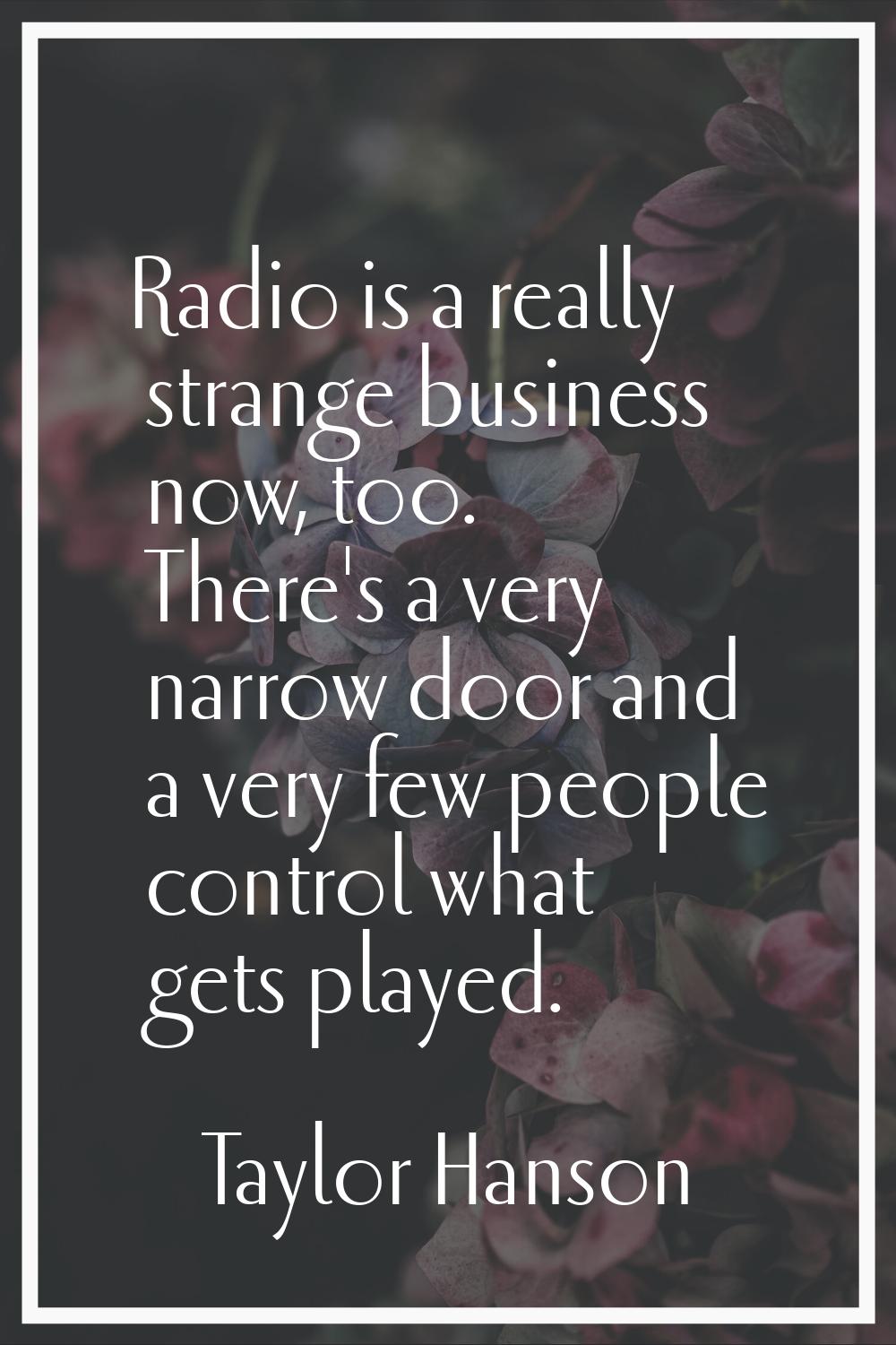 Radio is a really strange business now, too. There's a very narrow door and a very few people contr