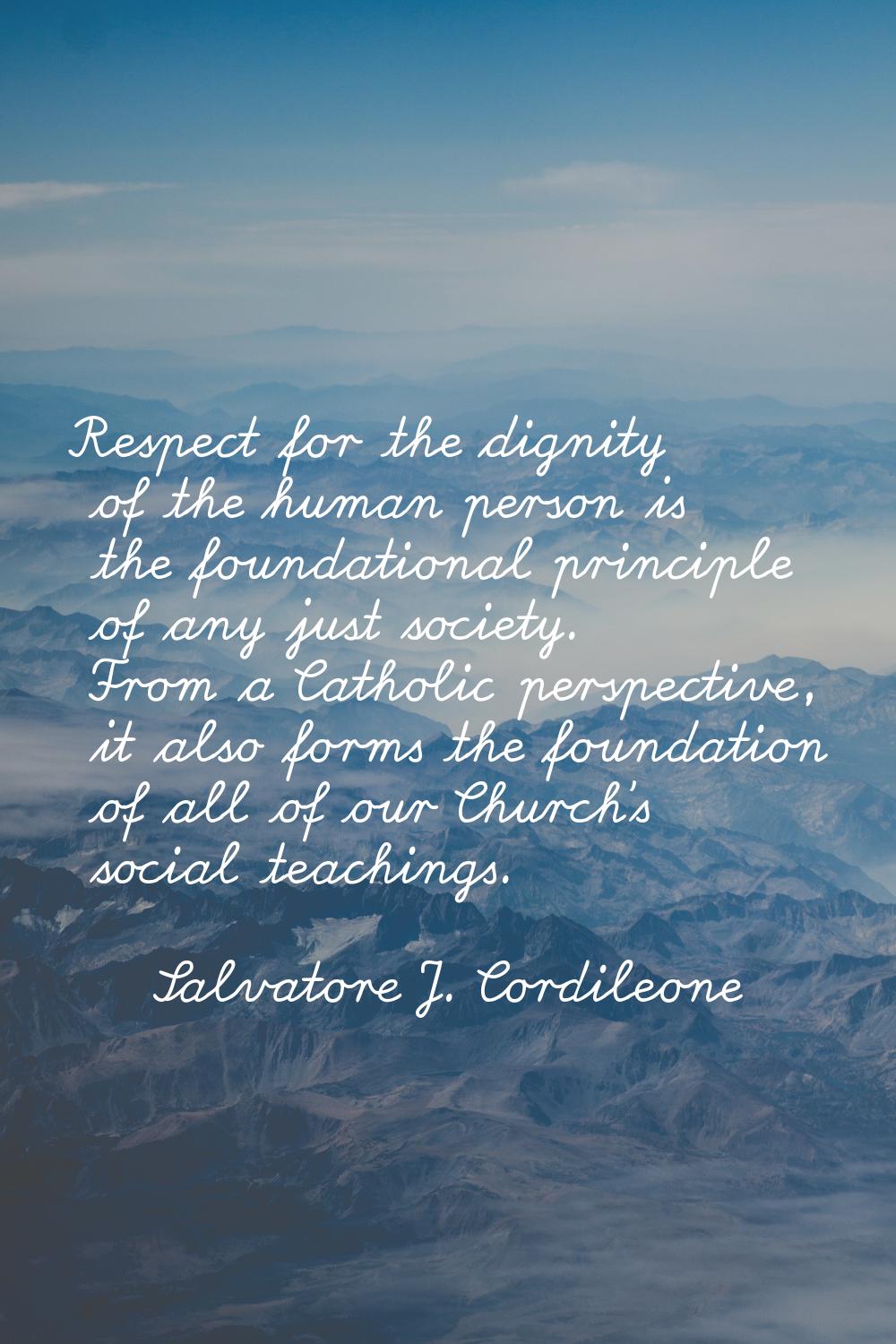 Respect for the dignity of the human person is the foundational principle of any just society. From
