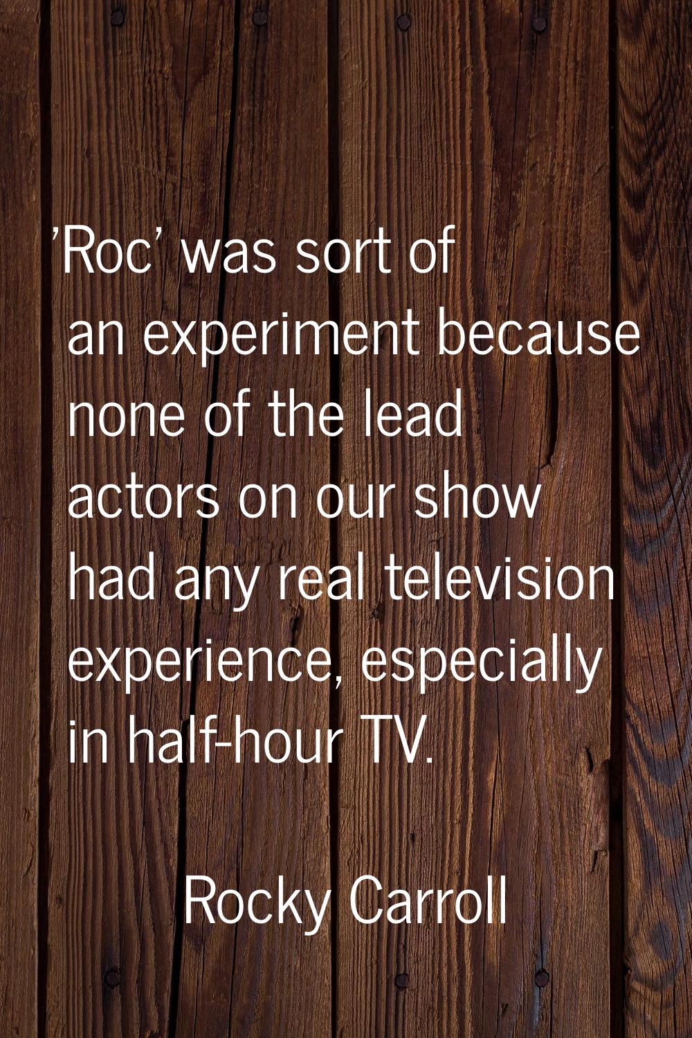'Roc' was sort of an experiment because none of the lead actors on our show had any real television