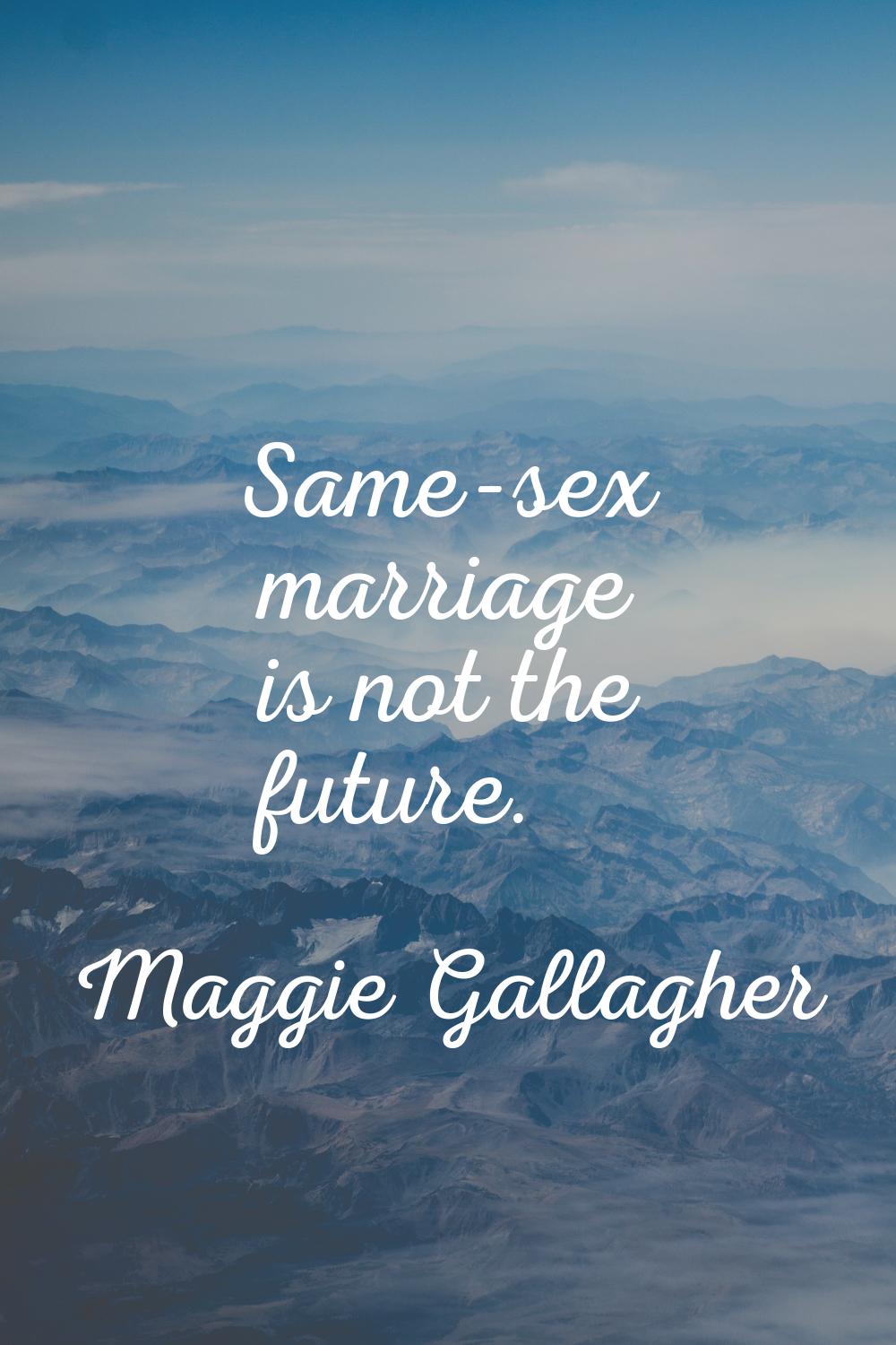Same-sex marriage is not the future.
