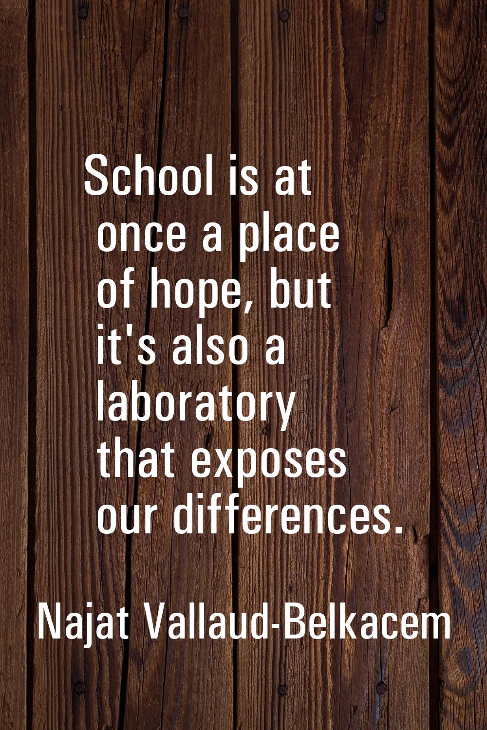 School is at once a place of hope, but it's also a laboratory that exposes our differences.