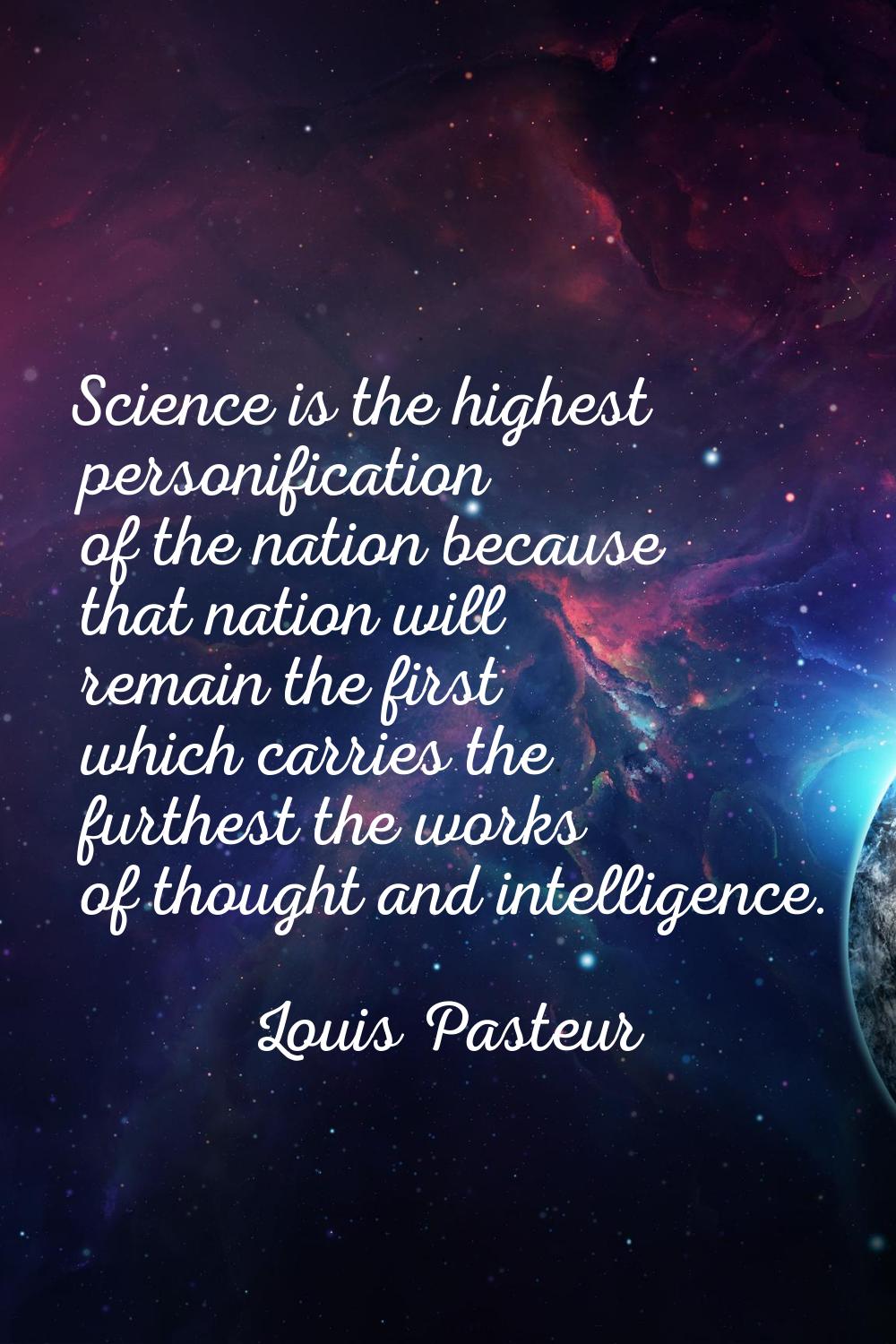 Science is the highest personification of the nation because that nation will remain the first whic