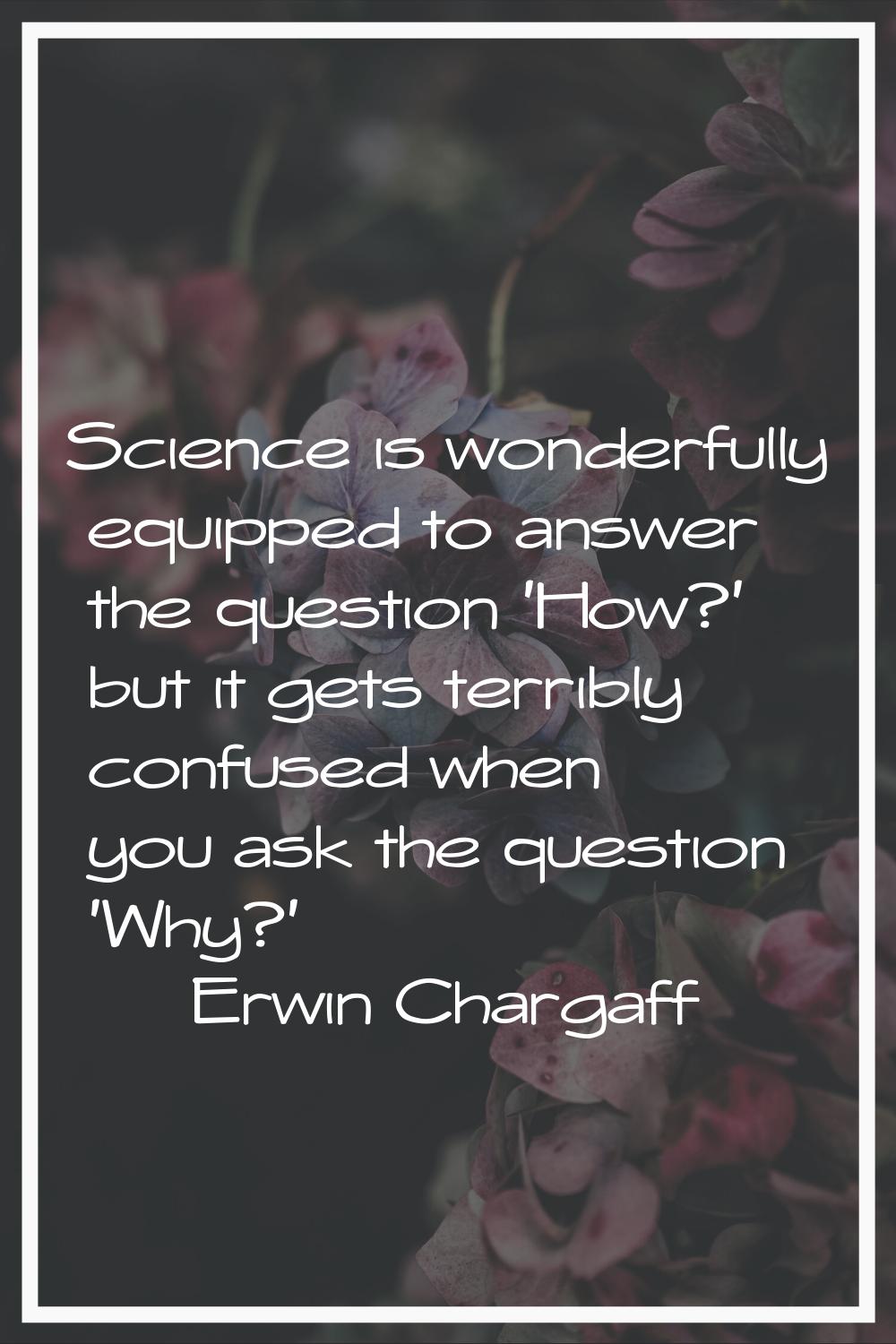 Science is wonderfully equipped to answer the question 'How?' but it gets terribly confused when yo