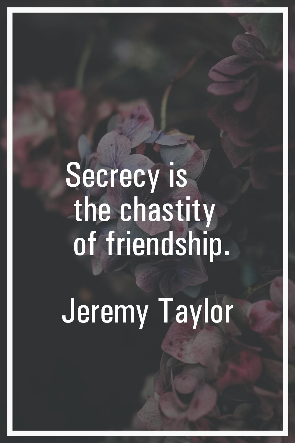 Secrecy is the chastity of friendship.