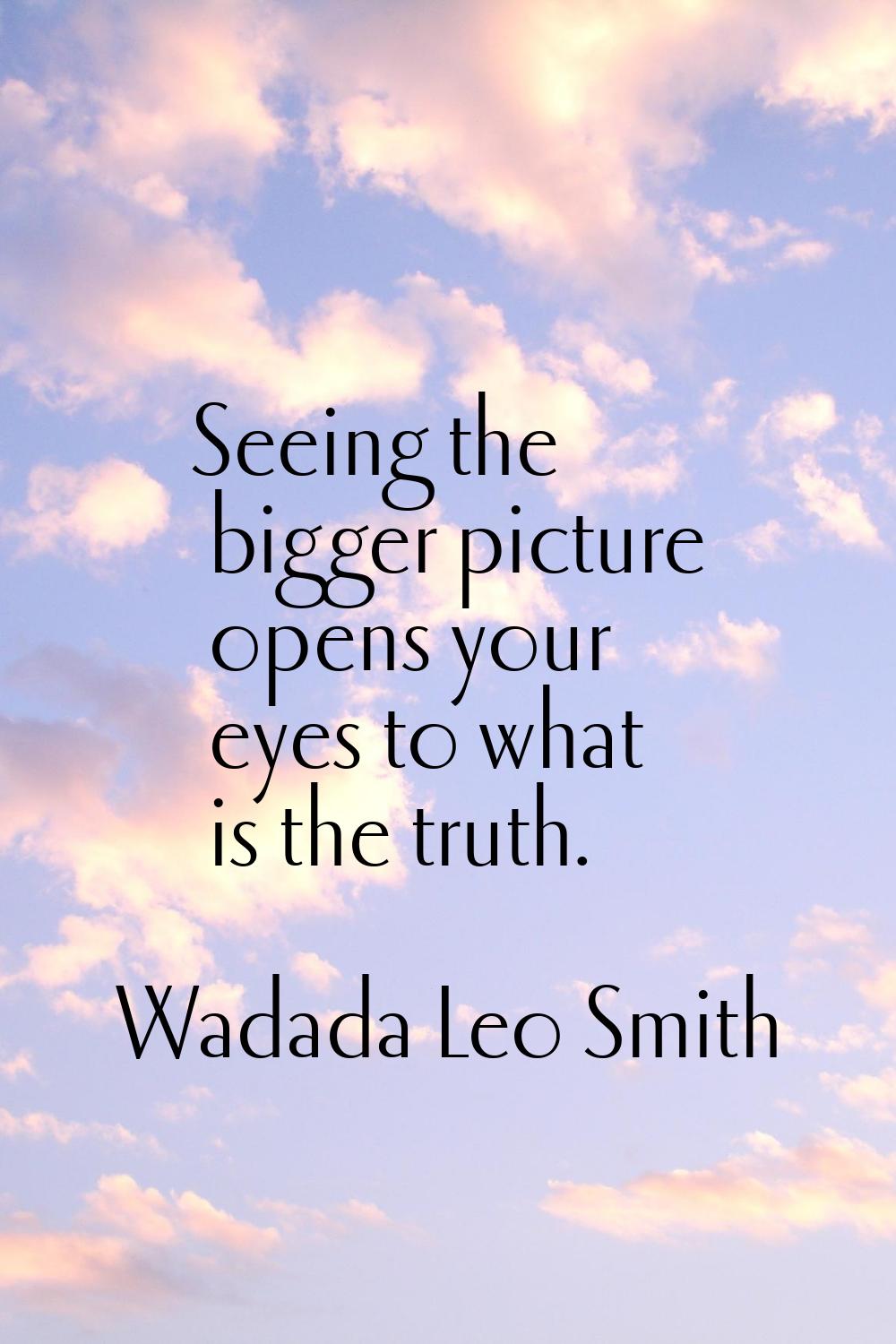 Seeing the bigger picture opens your eyes to what is the truth.