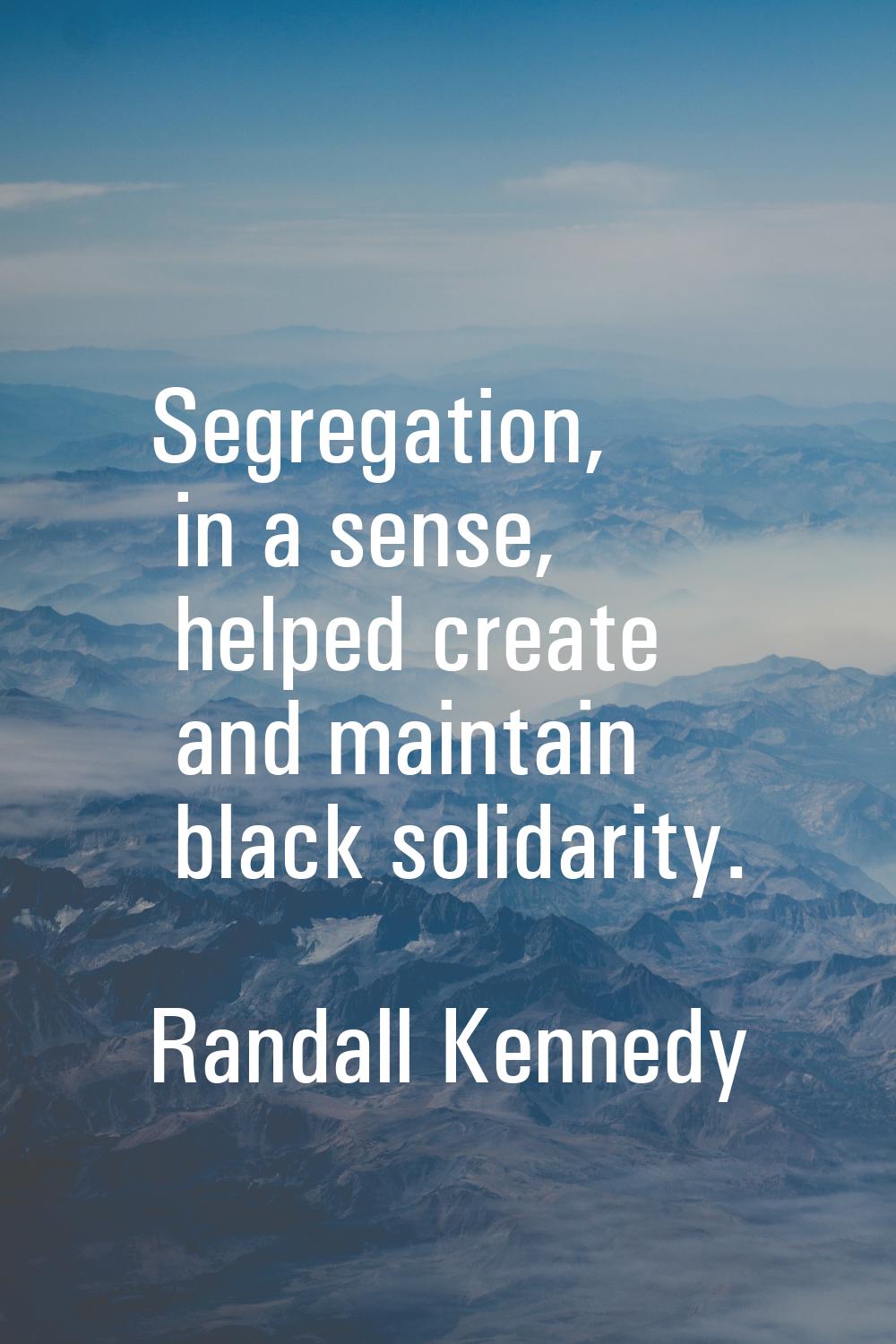 Segregation, in a sense, helped create and maintain black solidarity.
