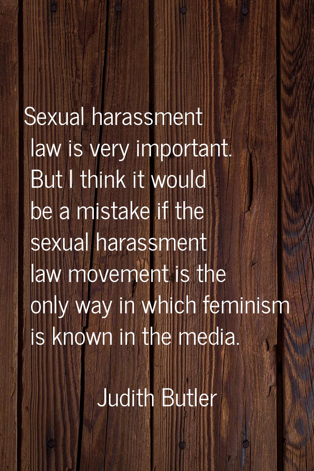Sexual harassment law is very important. But I think it would be a mistake if the sexual harassment