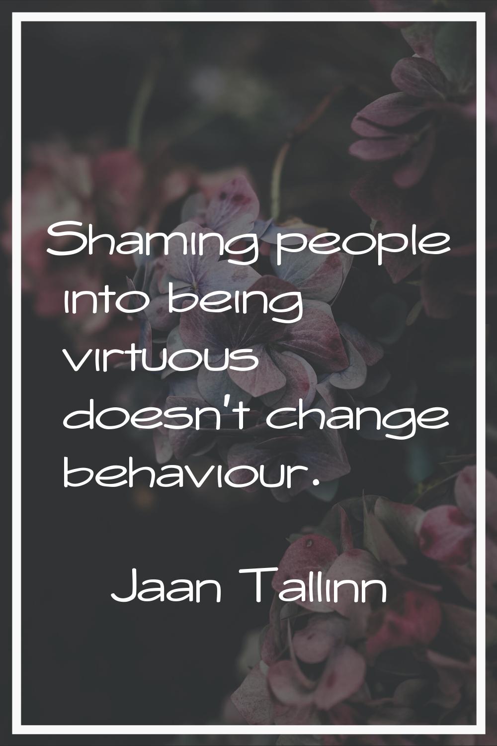 Shaming people into being virtuous doesn't change behaviour.