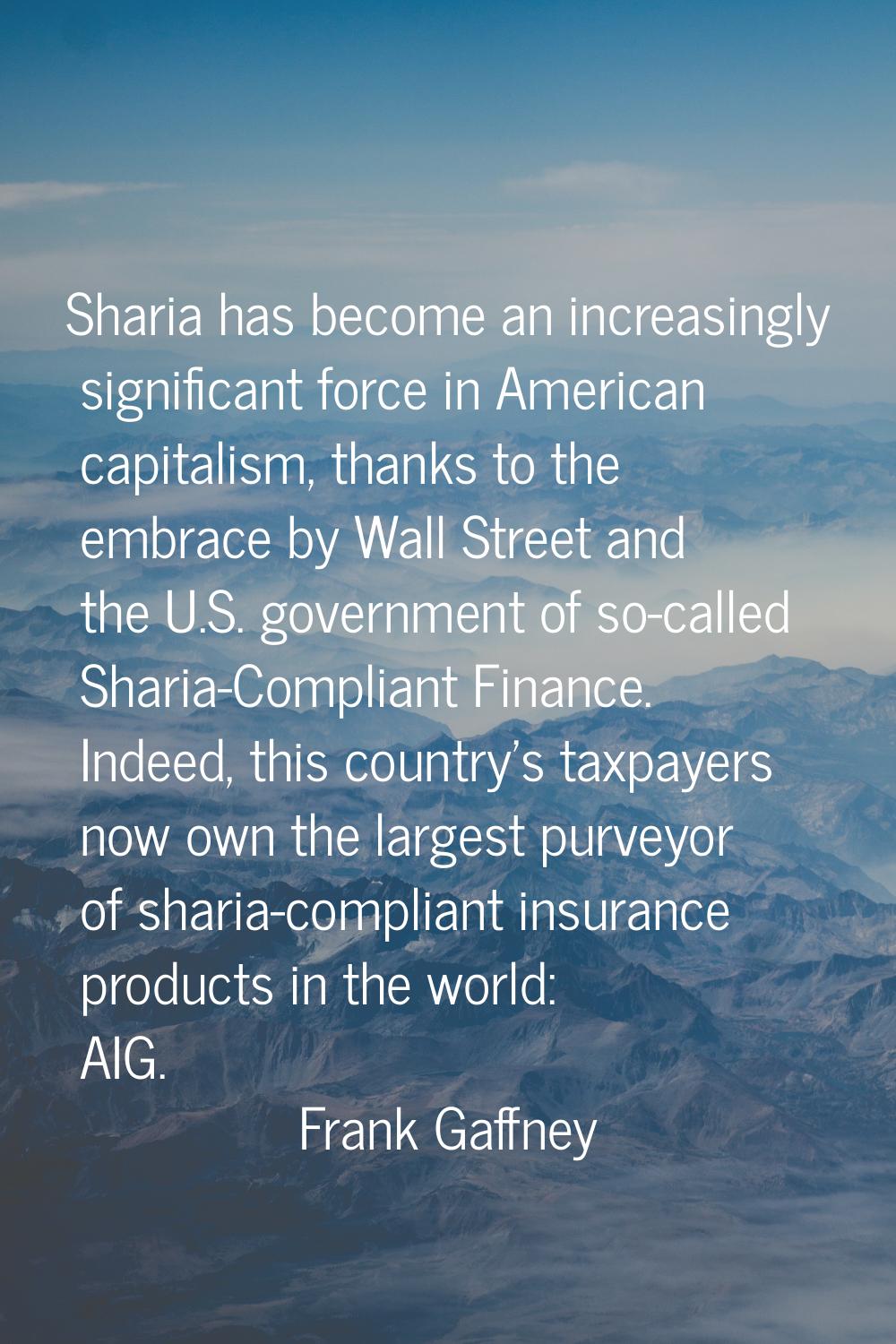 Sharia has become an increasingly significant force in American capitalism, thanks to the embrace b
