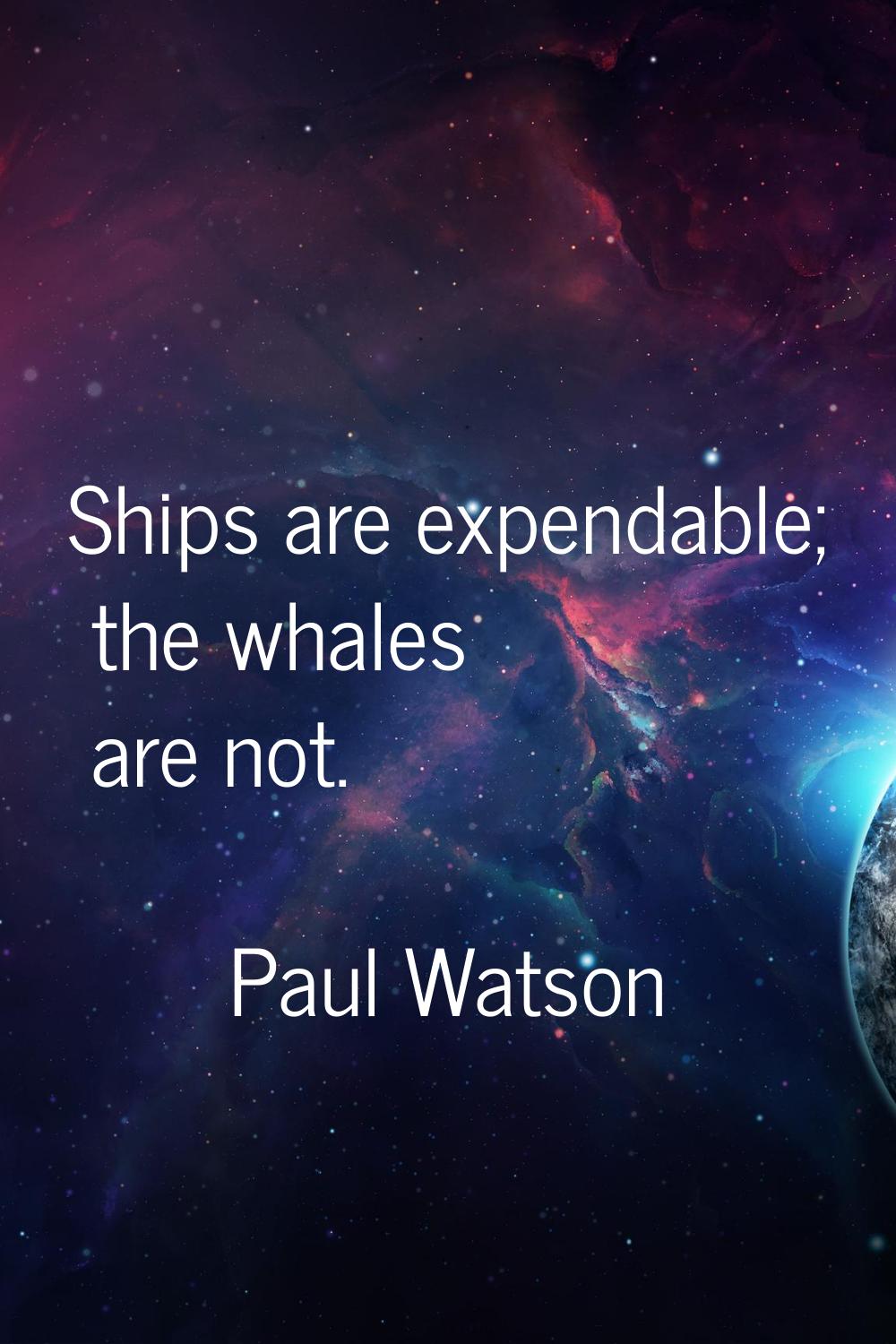 Ships are expendable; the whales are not.