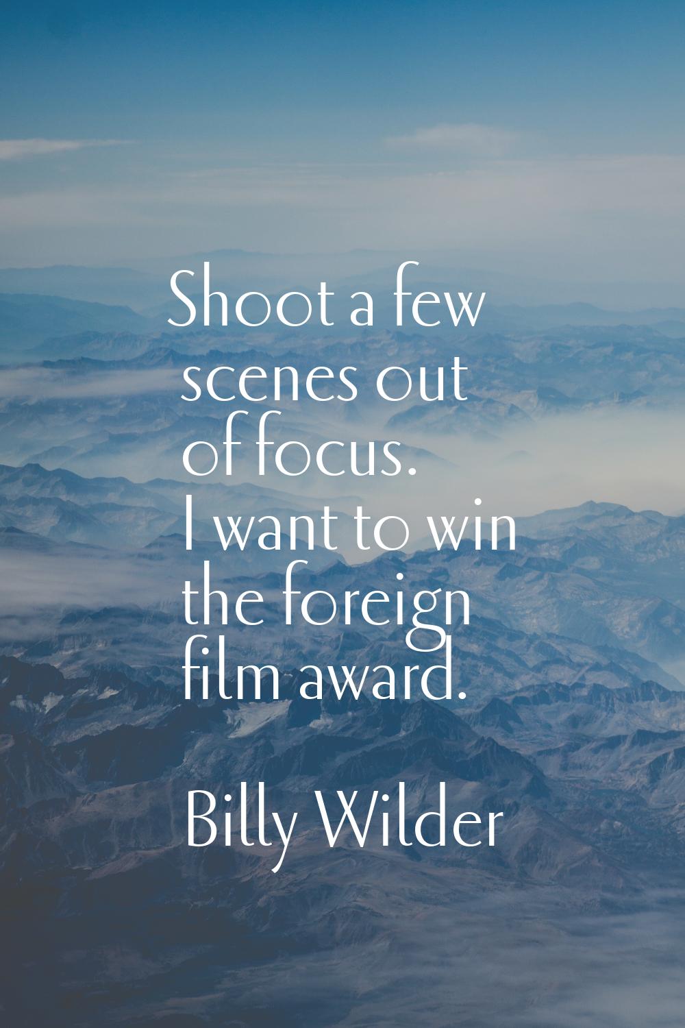 Shoot a few scenes out of focus. I want to win the foreign film award.