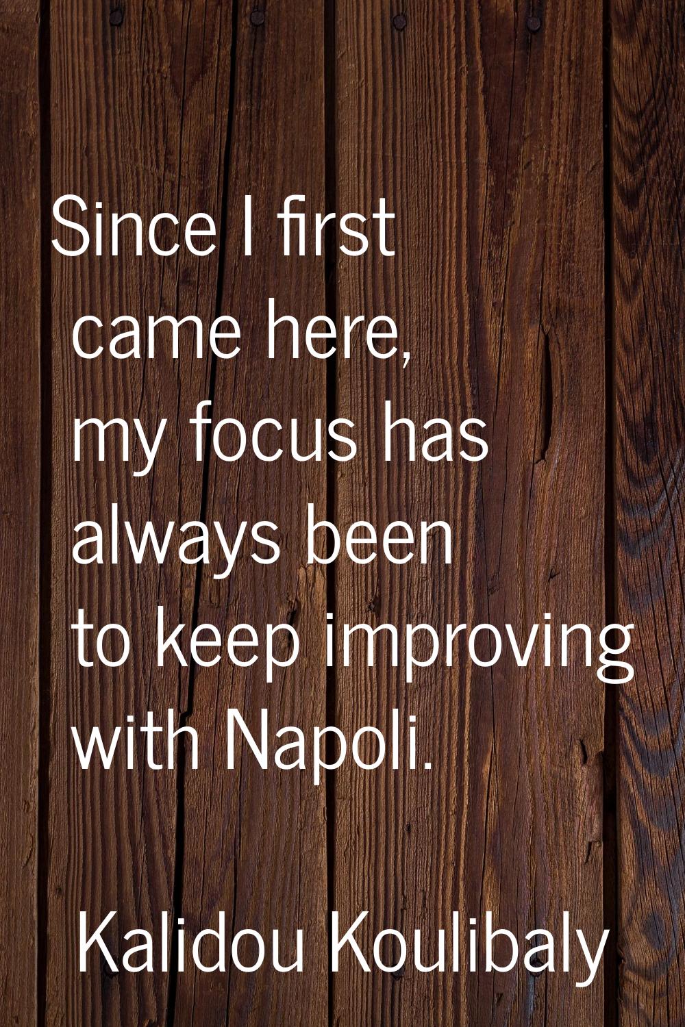 Since I first came here, my focus has always been to keep improving with Napoli.
