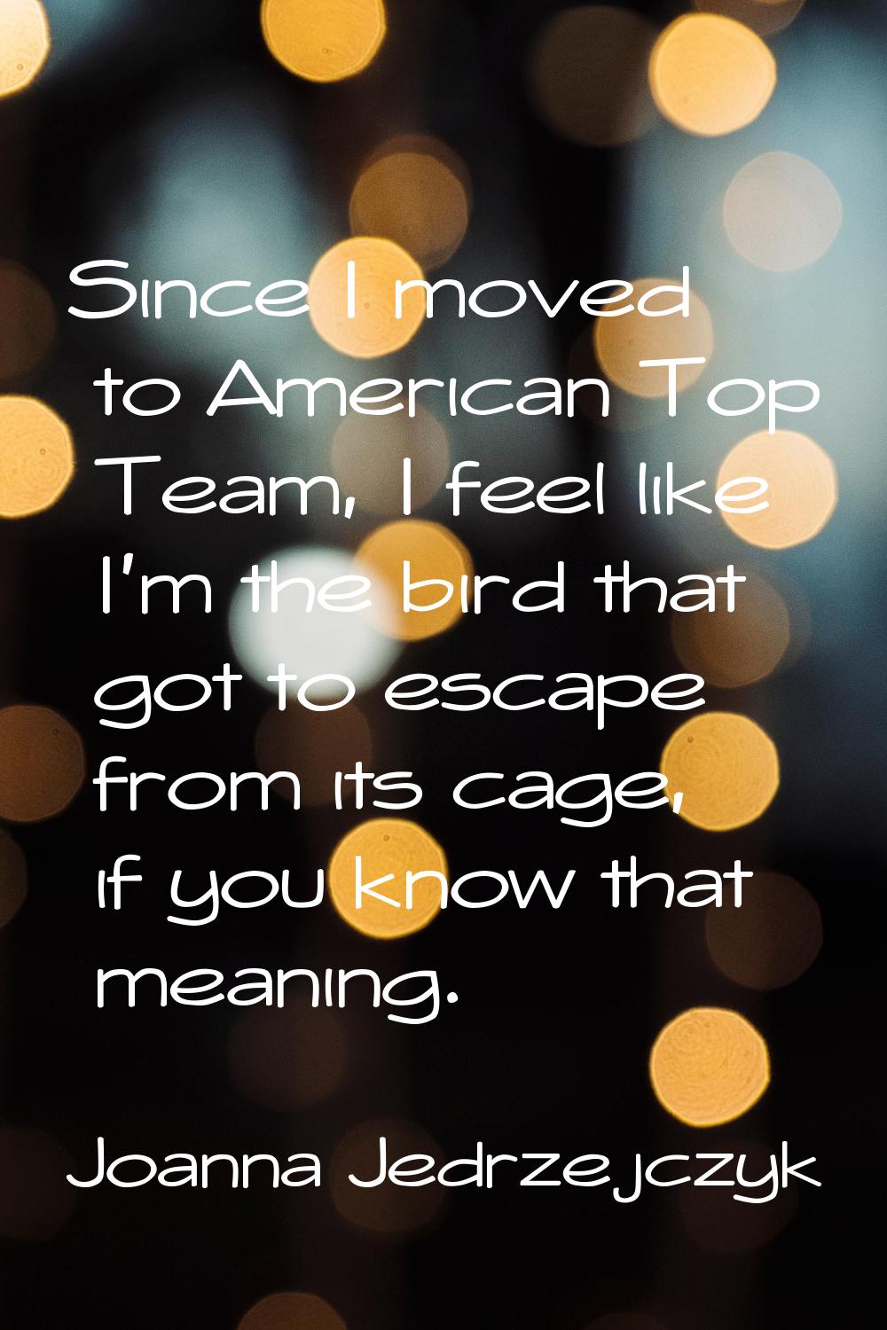 Since I moved to American Top Team, I feel like I'm the bird that got to escape from its cage, if y