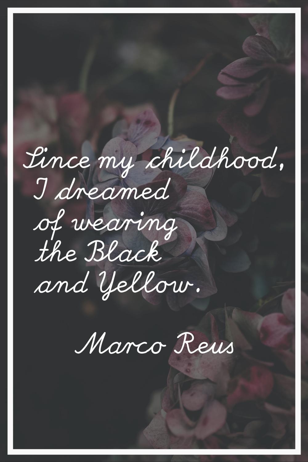 Since my childhood, I dreamed of wearing the Black and Yellow.