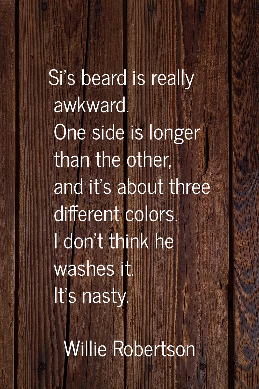 Si's beard is really awkward. One side is longer than the other, and it's about three different col