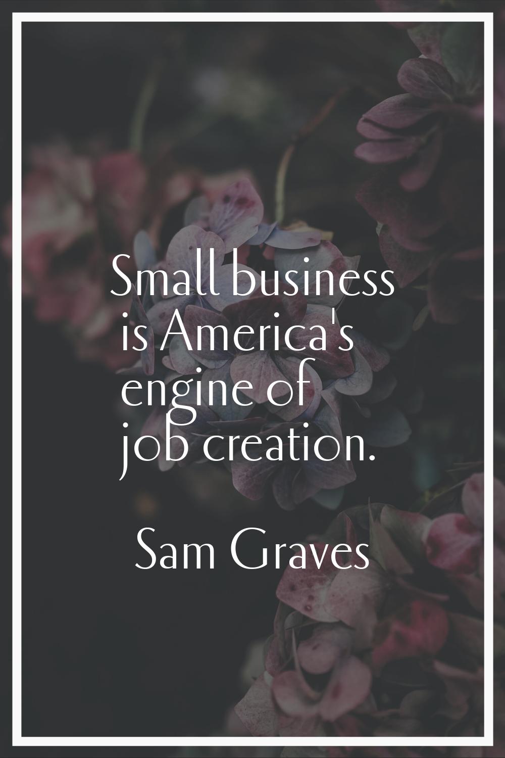 Small business is America's engine of job creation.