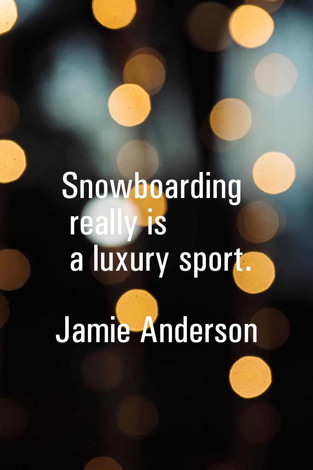 Snowboarding really is a luxury sport.