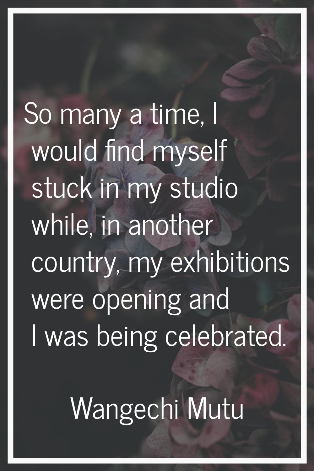 So many a time, I would find myself stuck in my studio while, in another country, my exhibitions we