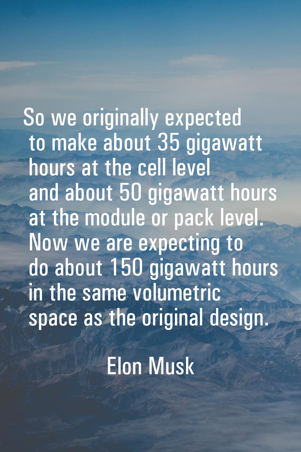 So we originally expected to make about 35 gigawatt hours at the cell level and about 50 gigawatt h