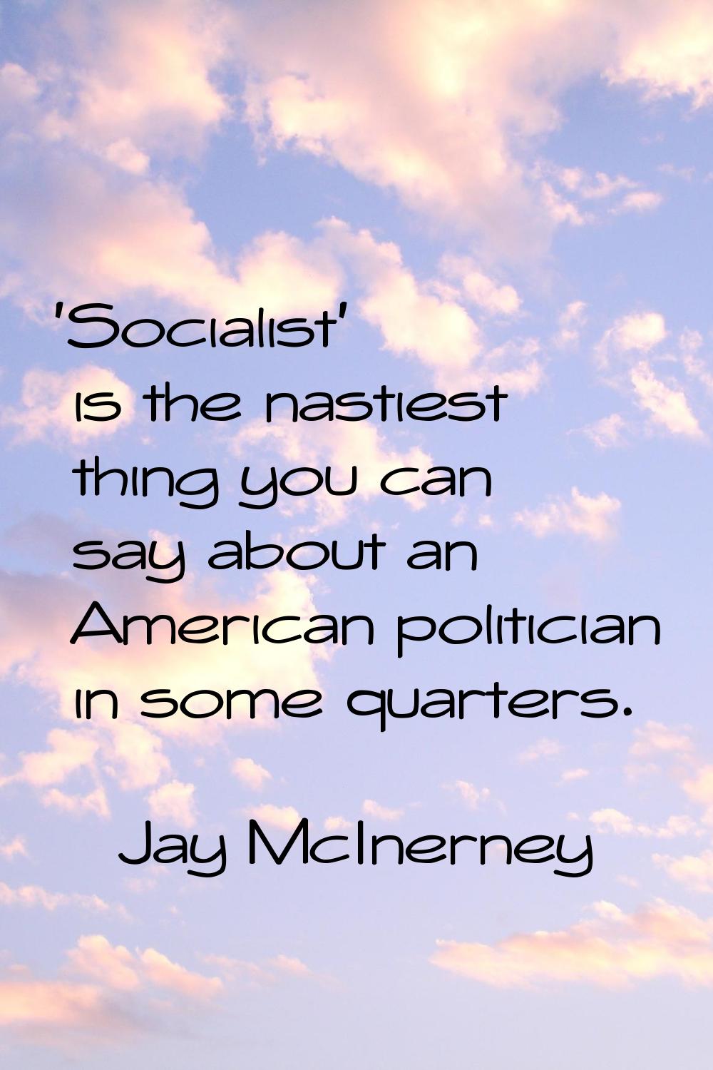 'Socialist' is the nastiest thing you can say about an American politician in some quarters.