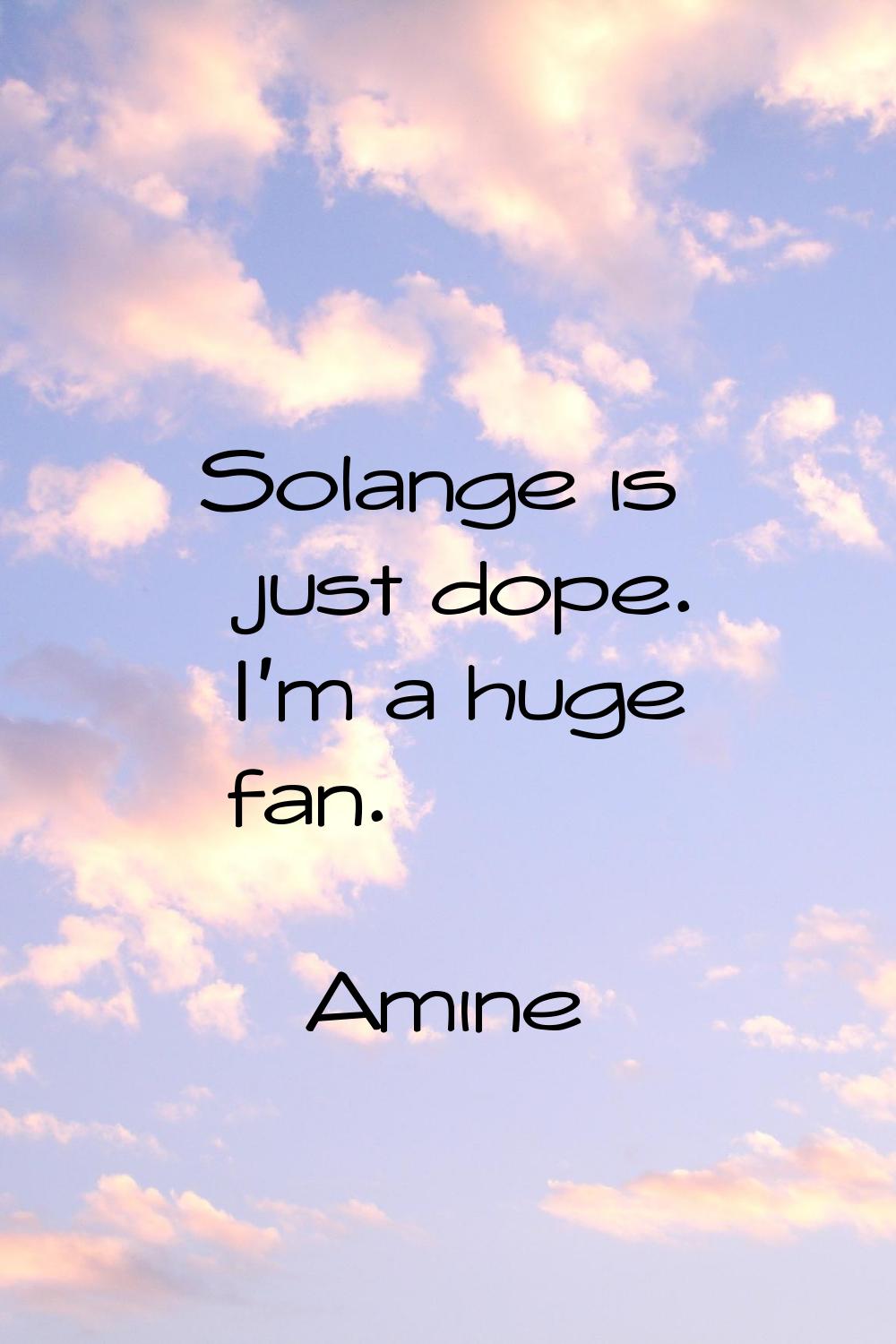 Solange is just dope. I'm a huge fan.