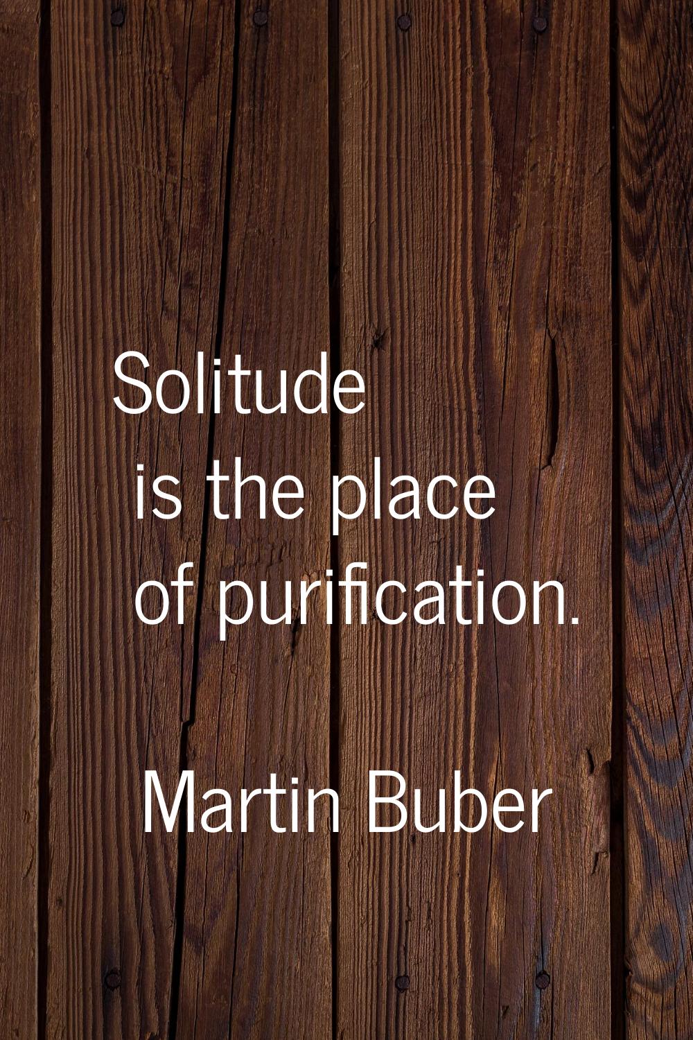 Solitude is the place of purification.