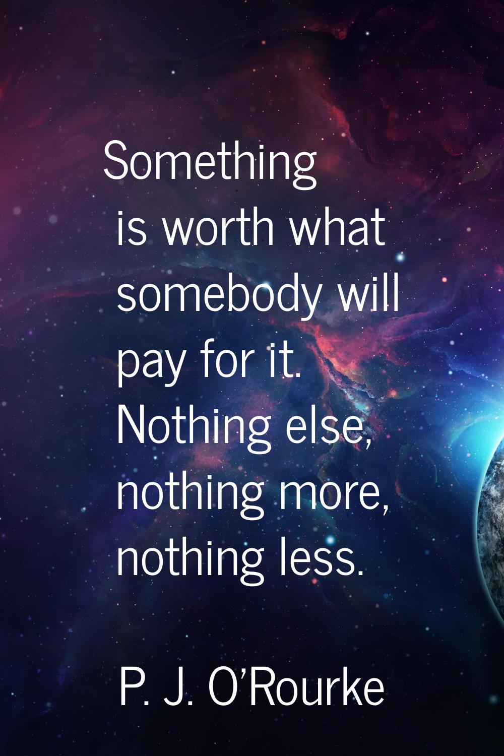 Something is worth what somebody will pay for it. Nothing else, nothing more, nothing less.