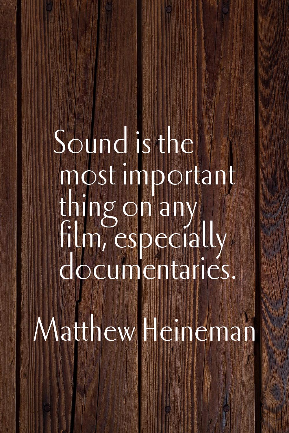 Sound is the most important thing on any film, especially documentaries.