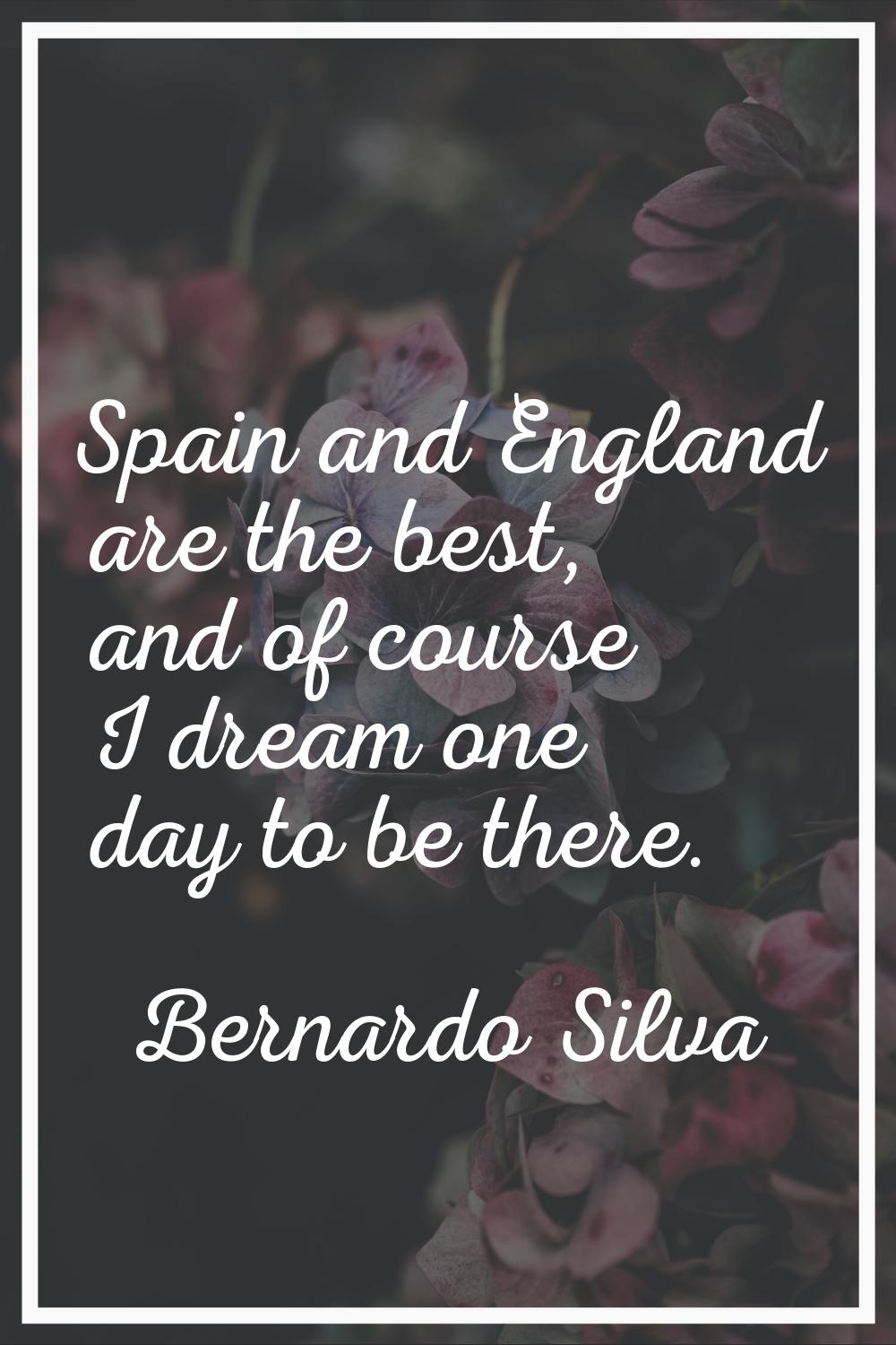 Spain and England are the best, and of course I dream one day to be there.